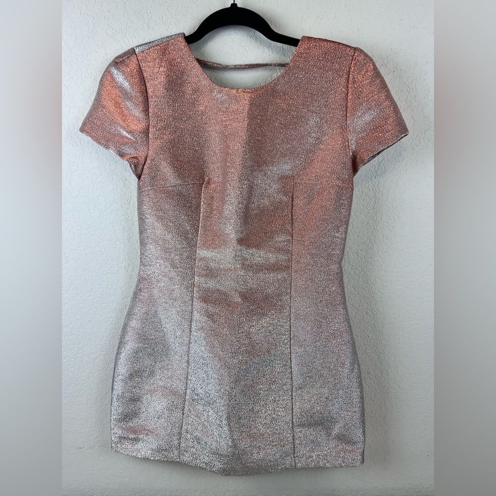 NWT: Express Sparkly Metallic Rose Gold Dress - Picture 2 of 12
